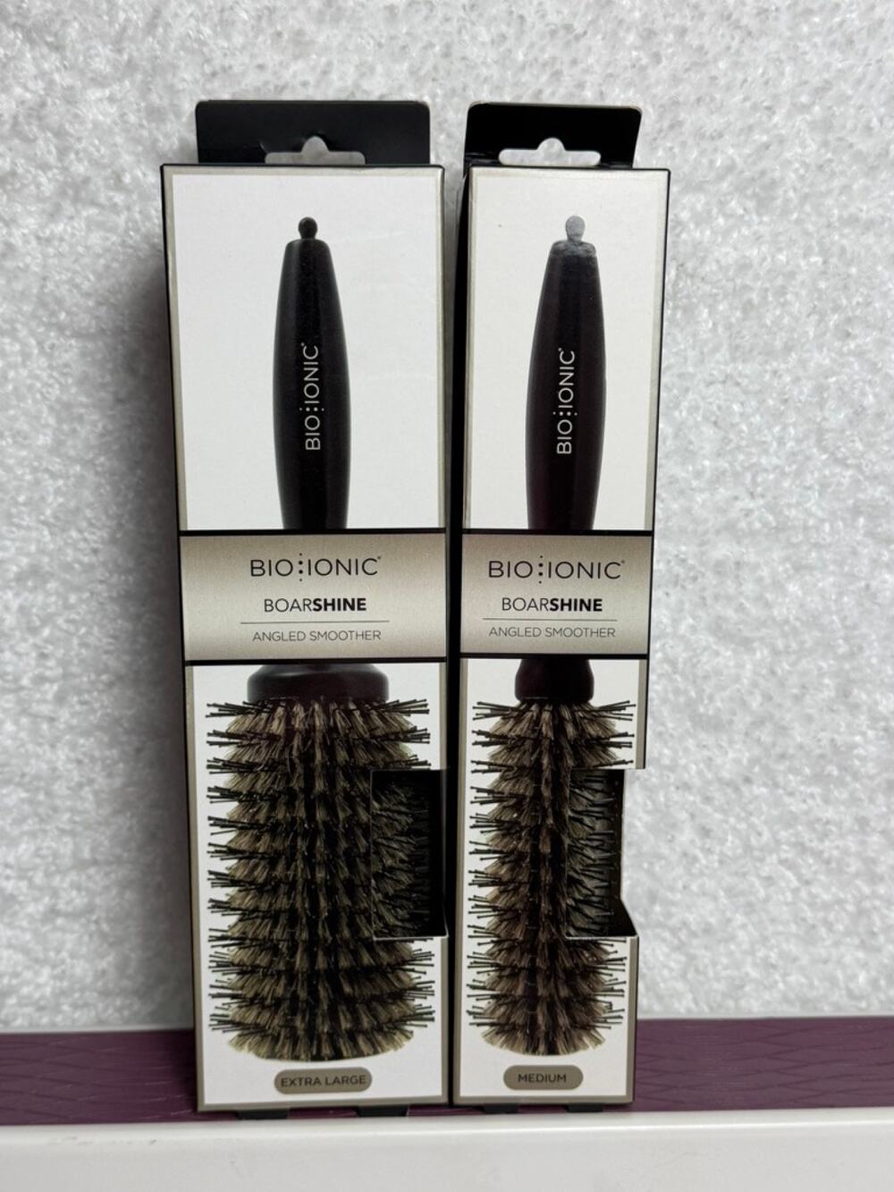 Bio Ionic BoarShine Angled Smoother Brush Set of 2: X-Large AND Medium RARE!